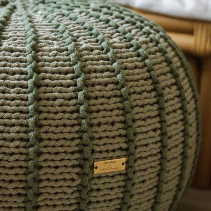 Zuri House Knitted Pouffe Ziggy - Light Olive