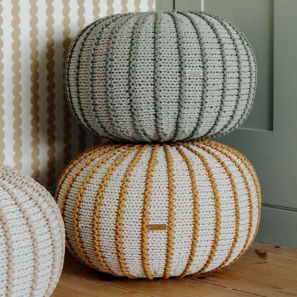 Zuri House Knitted Pouffe Ziggy - Light Olive