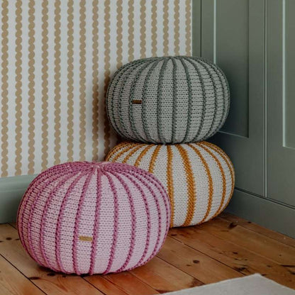 Zuri House Knitted Pouffe Ziggy - Light Olive