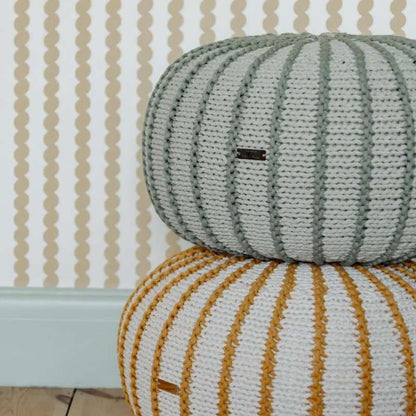 Zuri House Knitted Pouffe Ziggy - Light Olive