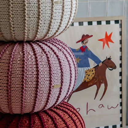 Zuri House Knitted Pouffe Ziggy - Terracotta