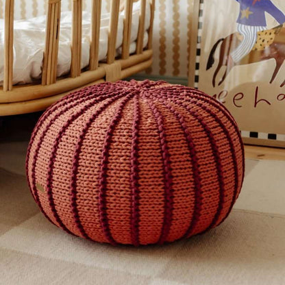 Zuri House Knitted Pouffe Ziggy - Terracotta