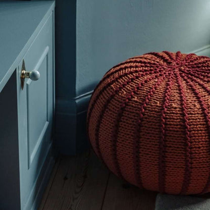 Zuri House Knitted Pouffe Ziggy - Terracotta