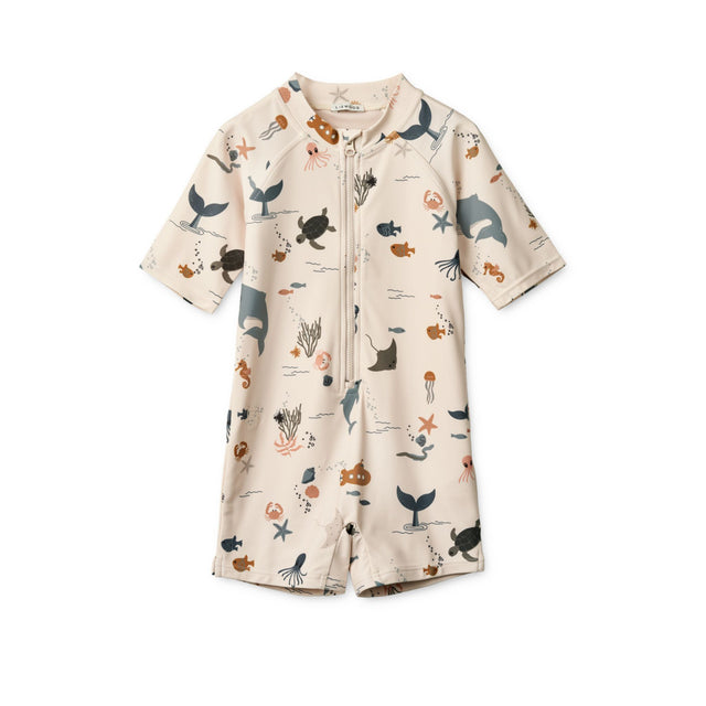 Liewood Max Shortsleeve Swim Jumpsuit - Sea Creature & Sandy