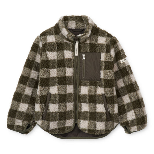 Liewood Nolan Pile Jacket - Check Army Brown/Dark Sandy