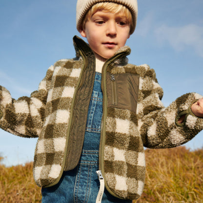 Liewood Nolan Pile Jacket - Check Army Brown/Dark Sandy