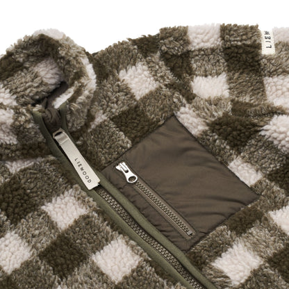 Liewood Nolan Pile Jacket - Check Army Brown/Dark Sandy