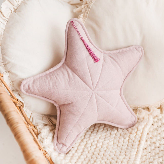 MiniCamp Linen Starfish Cushion - Pink