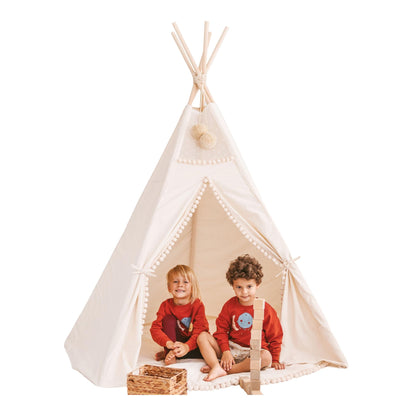 MiniCamp Kids Teepee Tent with Pom Poms - Extra Large