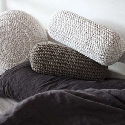 Zuri House Knitted Bolster Cushion - Mocha
