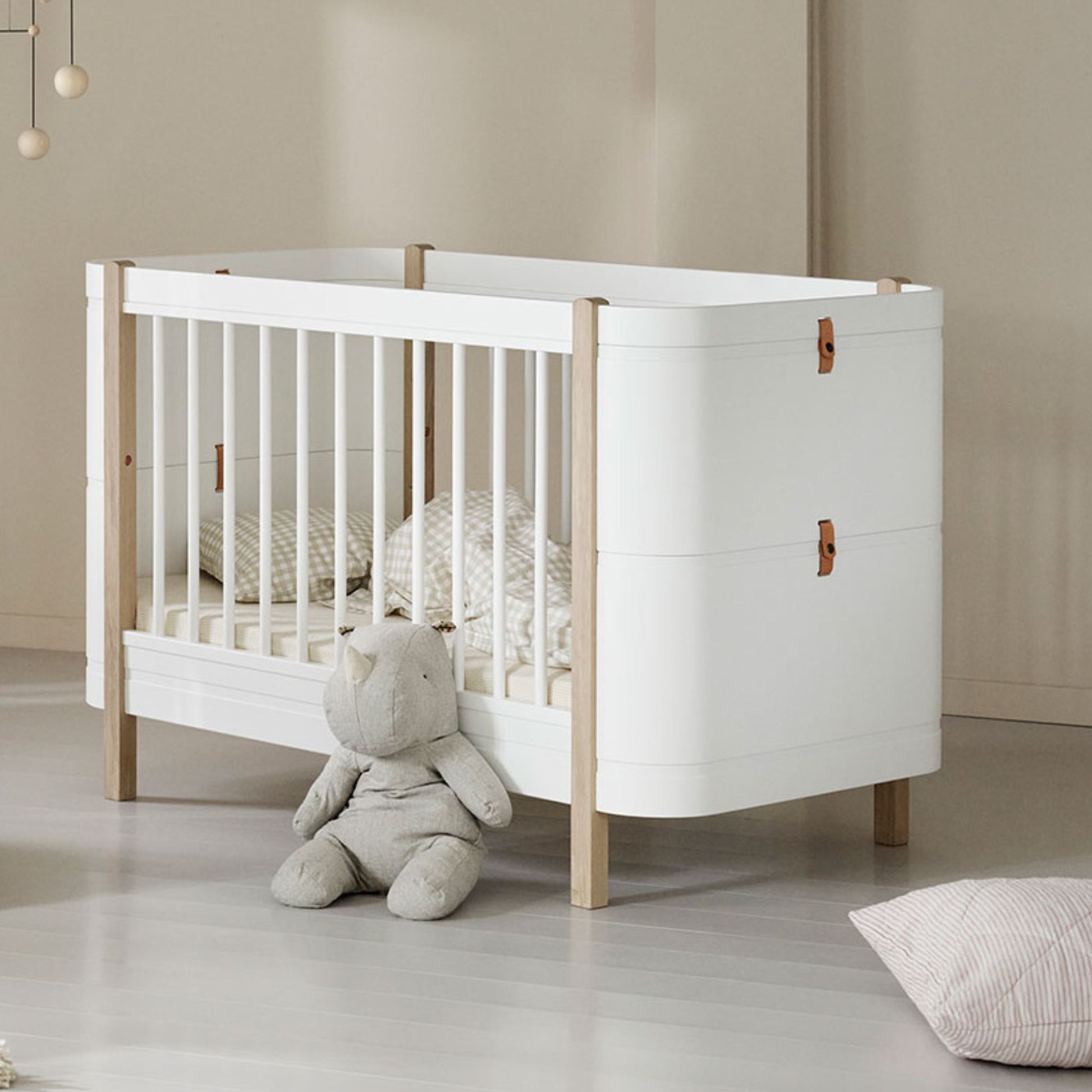 Oliver Furniture Wood Mini+ Cot Bed Junior Kit White Oak (0-3 Years)