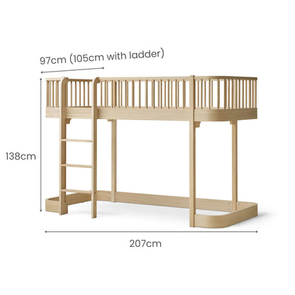 Oliver Furniture Wood Original Low Loft Bed - Oak