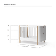 Oliver Furniture Wood Mini+ Cot Bed - White/Oak