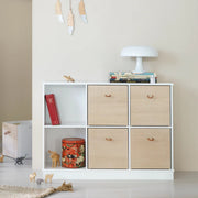 Oliver Furniture Wood Shelving Unit with 6 compartments in a Nordic style, perfect for toy storage in a children’s room or as a hallway boot room organizer. 