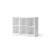 Oliver Furniture Wood Collection low floor shelving unit with six square compartments for stylish and practical storage. 