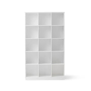 Oliver Furniture Wood Shelving Unit, a white floor-standing cube shelf with 15 square compartments in a classic Nordic style, ideal for a children's room or any room in the house. 