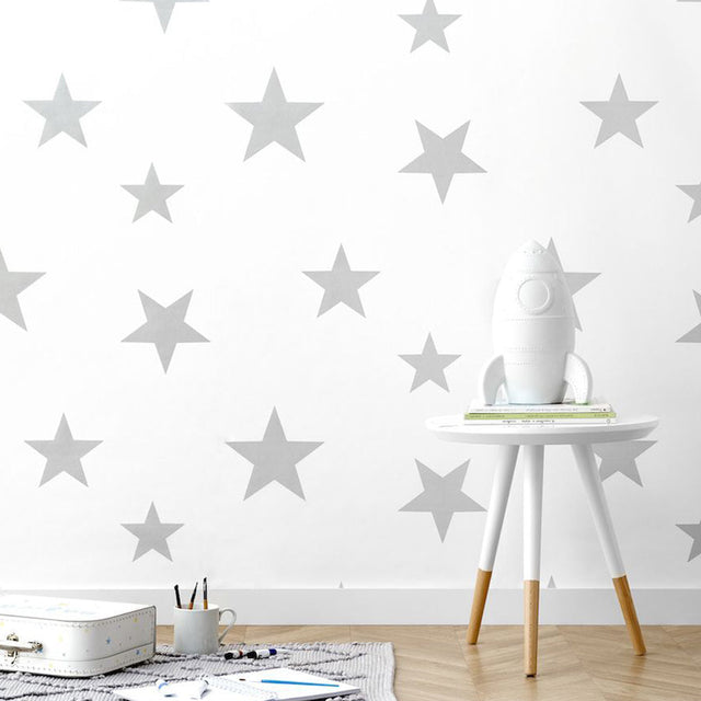 Hibou Design Stars Wallpaper - Silver/White