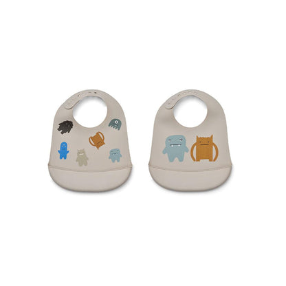 Liewood Tilda Printed Bib 2Pk - Monster / Mist