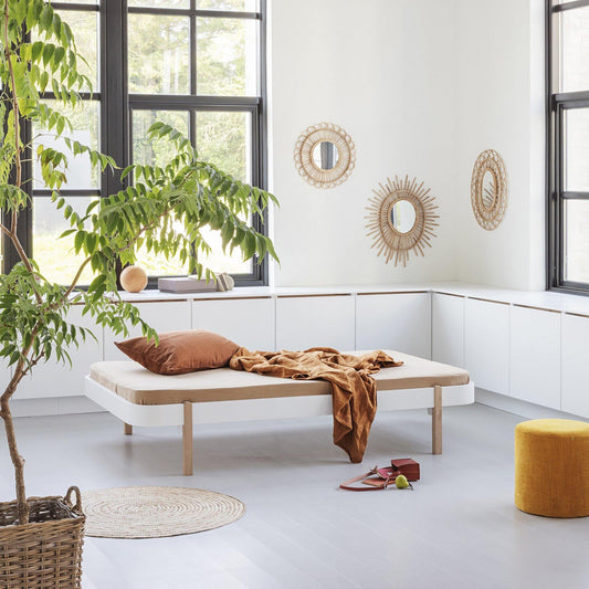 Oliver Furniture Wood Lounger 120cm - White & Oak