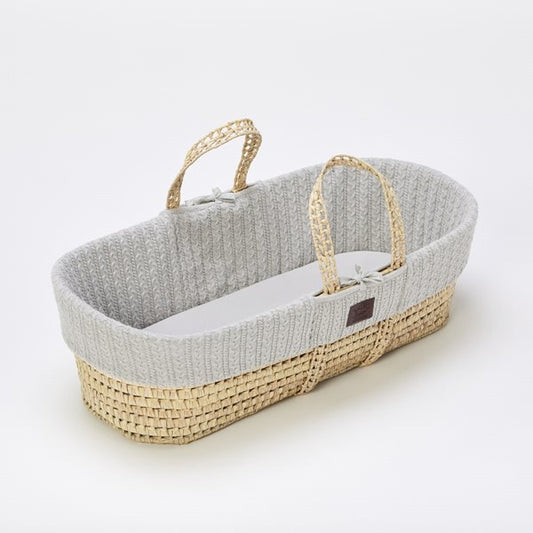 Little Green Sheep Moses Basket, Mattress and Stand Bundle - Dove