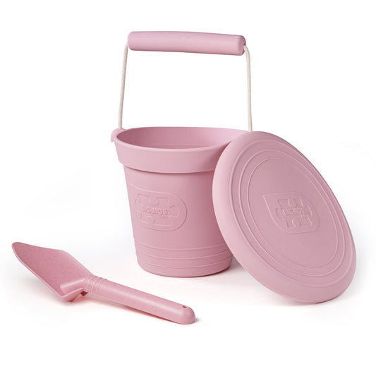 Bigjigs Toys Blush Pink Silicone Bucket, Flyer & Spade Set