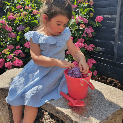 Bigjigs Toys Coral Pink Silicone Bucket, Flyer and Spade Set