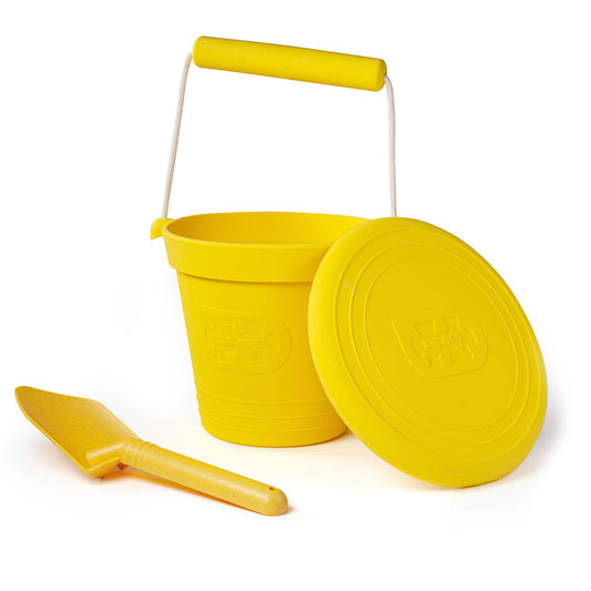 Bigjigs Toys Yellow Silicone Bucket, Flyer & Spade Set