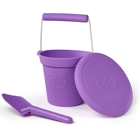 Bigjigs Toys Lavender Purple Silicone Bucket, Flyer and Spade Set