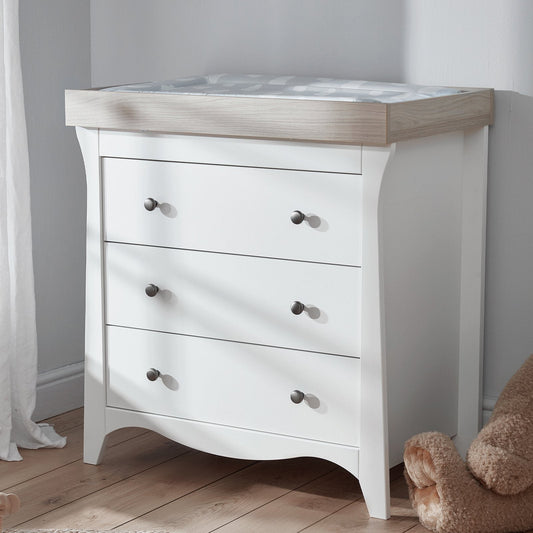 CuddleCo Clara 3 Drawer Dresser & Changer - White & Ash