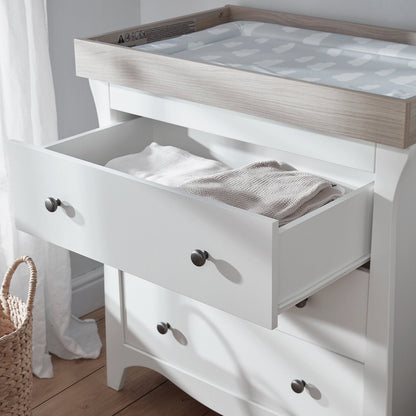 CuddleCo Clara 3 Drawer Dresser & Changer - White & Ash