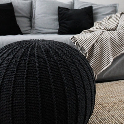 Zuri House Knitted Pouffe (Large) - Charcoal