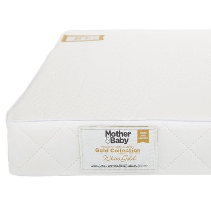 Mother&Baby White Gold Anti-Allergy Sprung Cot Bed Mattress - 140x70cm