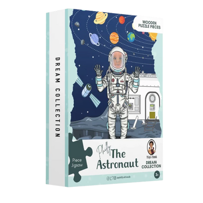 Philly & Friends Astronaut Wooden Jigsaw Puzzle - 40 Piece - Tin Box