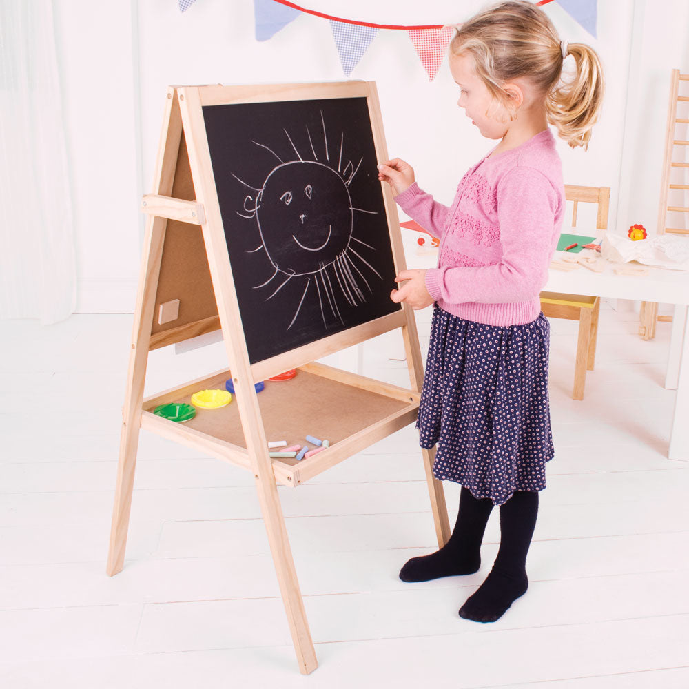 Kids Easel with Paper Roll Double-Sided Whiteboard & Chalkboard Standing  Easel with Numbers and Other Accessories for Kids and Toddlers (with Abacus)