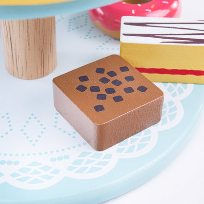 Bigjigs Toys Wooden Cake Stand With Cakes