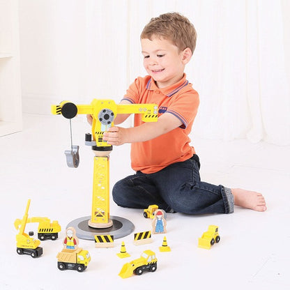 Bigjigs Rail Yellow Crane Construction Set