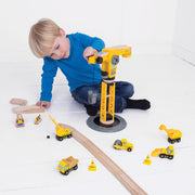 Bigjigs Toys Rail Yellow Crane Construction Set
