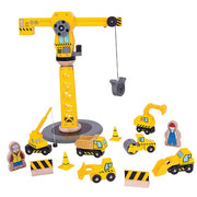 Bigjigs Toys Rail Yellow Crane Construction Set