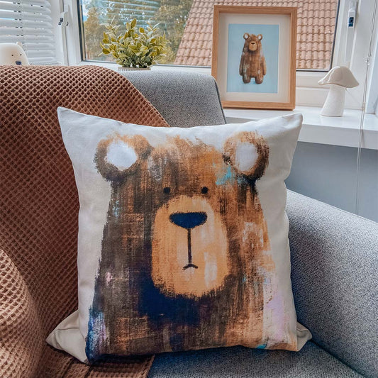 Tigercub Prints Benji the Bear Woodland Nursery Cushion Cover