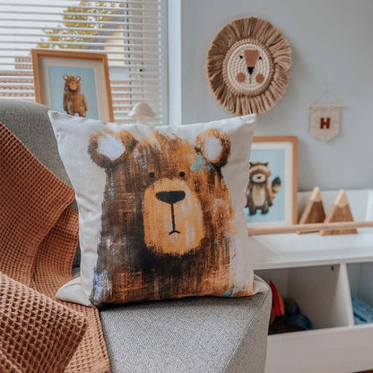 Tigercub Prints Benji the Bear Woodland Nursery Cushion Cover