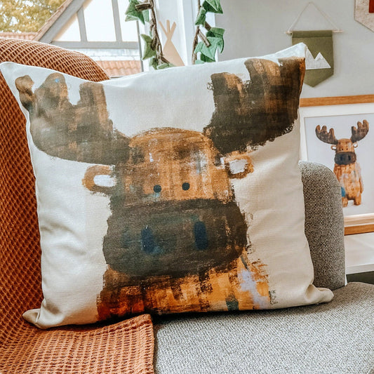 Tigercub Prints Bruce the Moose Woodland Nursery Cushion Cover