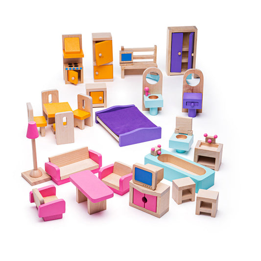 Bigjigs Toys Wooden Dolls Furniture Set