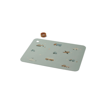Liewood Jude Silicone Placemat - Vehicles/Dove Blue Mix