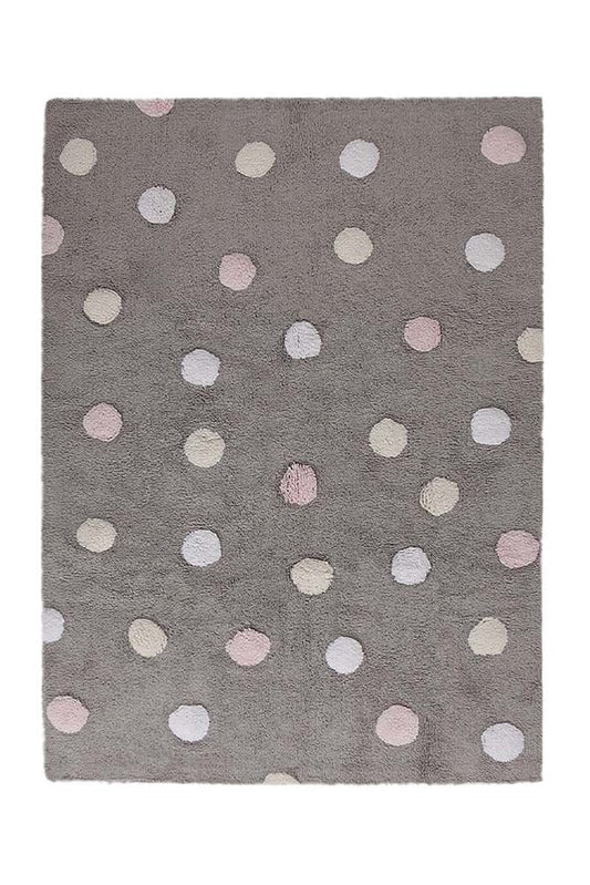 Lorena Canals Washable Rug Tricolor - Polka Dots Grey/Pink