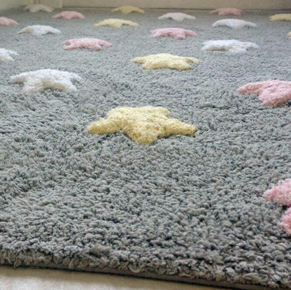 Lorena Canals Washable Rug Tricolor Stars - Grey/Pink