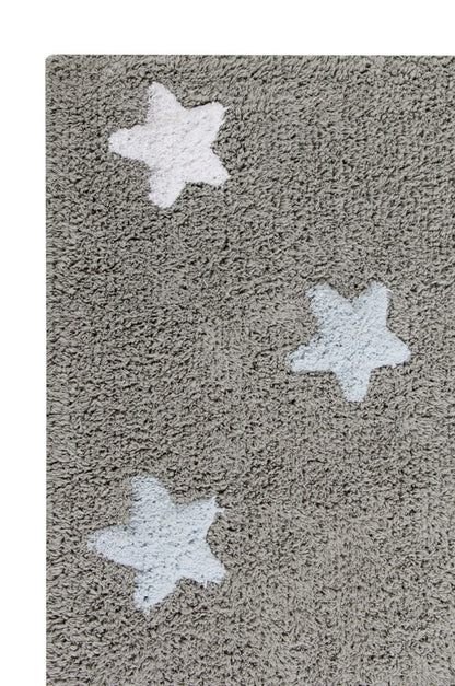 Lorena Canals Washable Rug Tricolor Stars - Grey/Blue