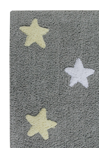 Lorena Canals Washable Rug Tricolor Stars - Grey/Pink