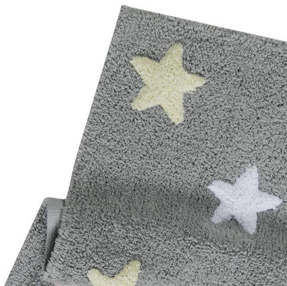 Lorena Canals Washable Rug Tricolor Stars - Grey/Pink