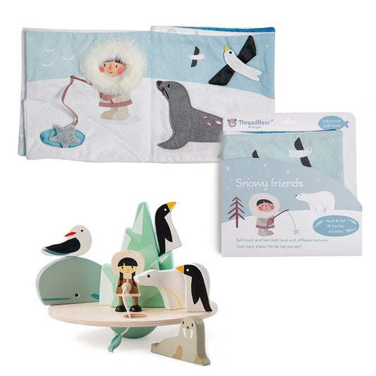 ThreadBear Design Balancing Polar Toy & Snowy Activity Book Bundle