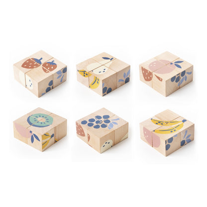 Nobodinoz Wooden Cubes Fruit Puzzle